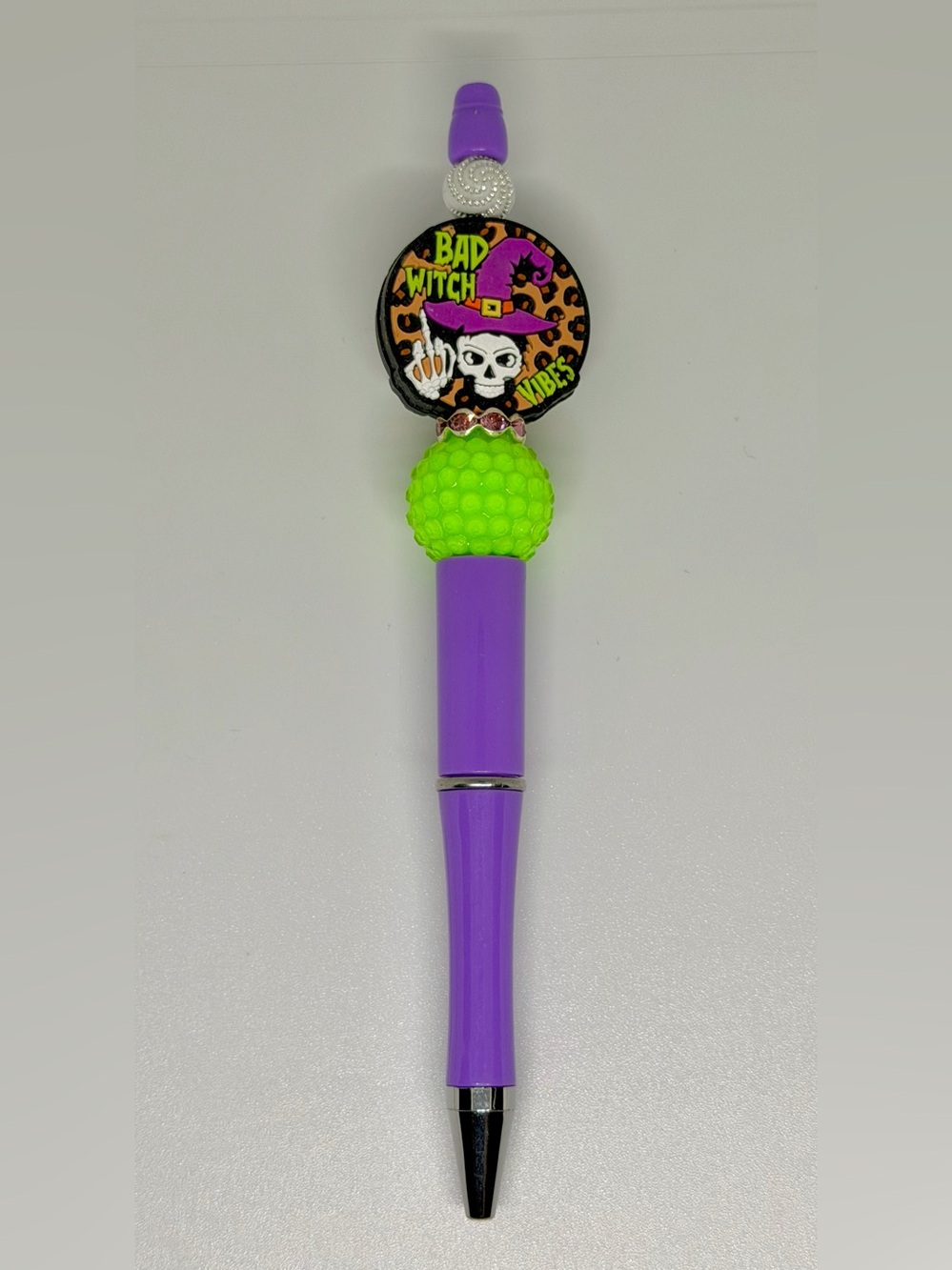 Halloween- Purple and Neon Green Halloween Pen - Bad Witch Design